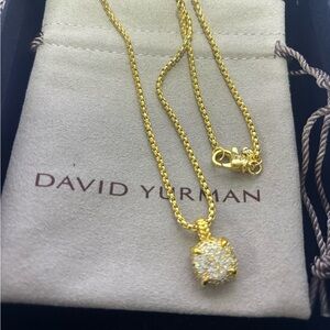 David Yurman Gold Pavé Cushion Pendant